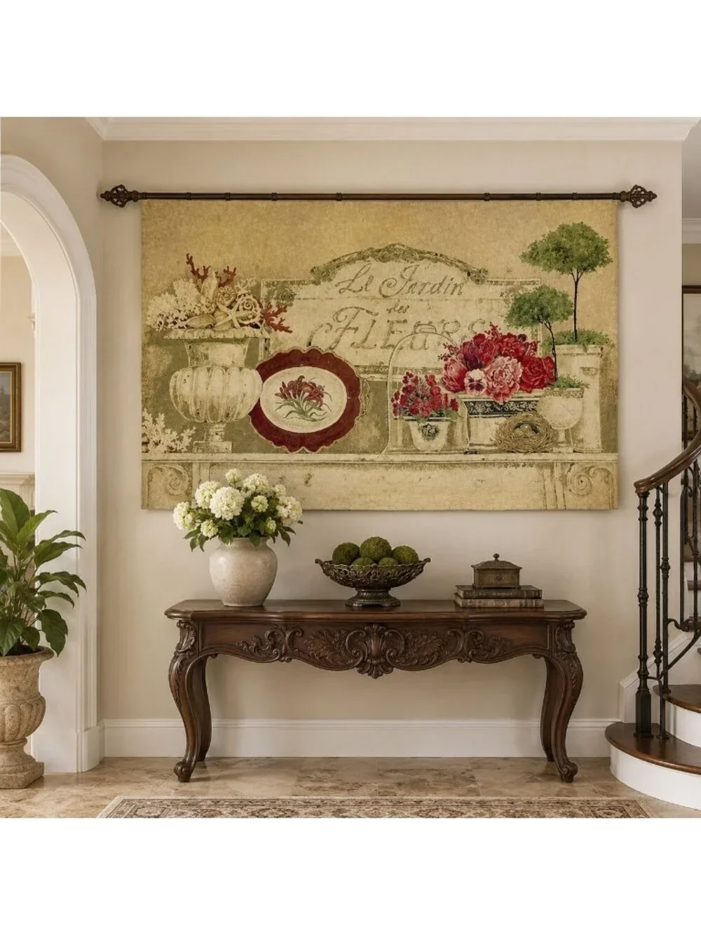 Les Jardin Des Fleurs Garden Flowers Grande Tapestry Wall Hanging
